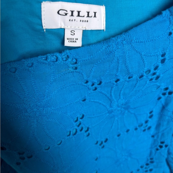 Blue Eyelet Ruffle Top - Picture 3 of 3